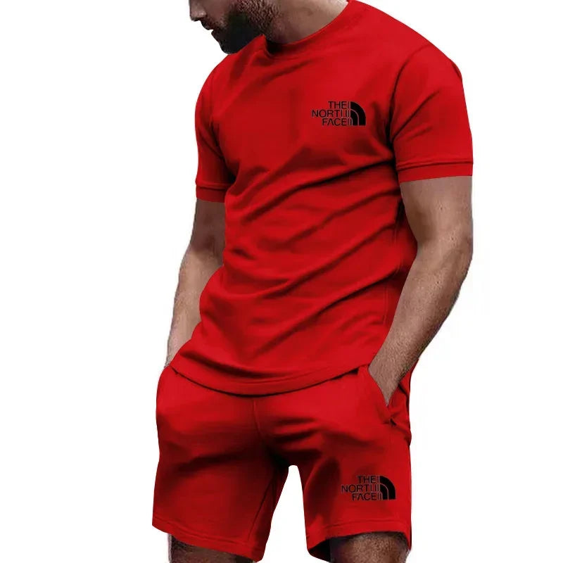 2025 Summer Sports Men's Jogging Casual T-shirt + Shorts 2-piece breathable and quick-drying set