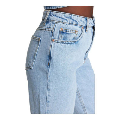 Women's Jeans Casual Double Side Pockets Beltless Denim Straight Leg Plain Zip fly Pants Fashion Clothing