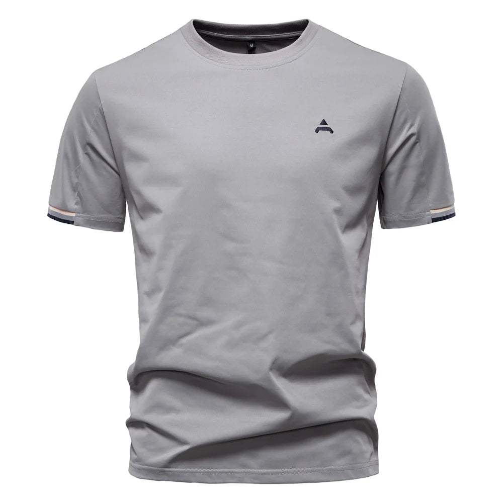 AIOPEAON Mens Solid Color Sporty O-neck Casual T-Shirt For Stylish Wear High Quality Male Tops Men's T-shirts
