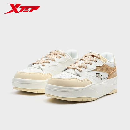Xtep Skateboarding Shoes For Women 2025 Spring Outdoor Casual Sports Shoes Thick Sole Classics Comfortable Sneakers 975118310017