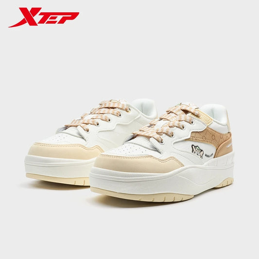 Xtep Skateboarding Shoes For Women 2025 Spring Outdoor Casual Sports Shoes Thick Sole Classics Comfortable Sneakers 975118310017