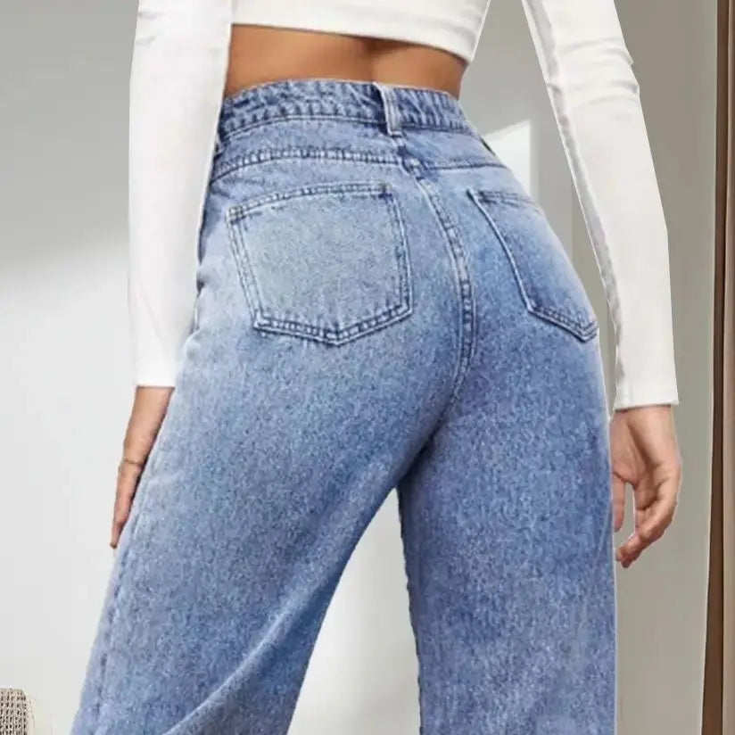 New Y2K Loose Jeans Women Street Trend Retro Fashion Summer Low Rise Jeans Loose Straight Jeans Slightly Stretch Fabric Jeans