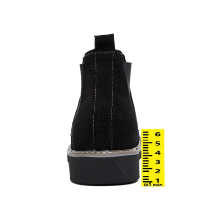 Ankel Boots Men Leather Outdoor Height Increase Insole 6cm Man Elevator Shoes Plus Size 36-48