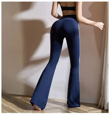 Matching Sportswear New In Women's Flare Pants High Waist Yoga Pants Casual Basic Lady's Long Trousers Korean Chic Stripe Pants