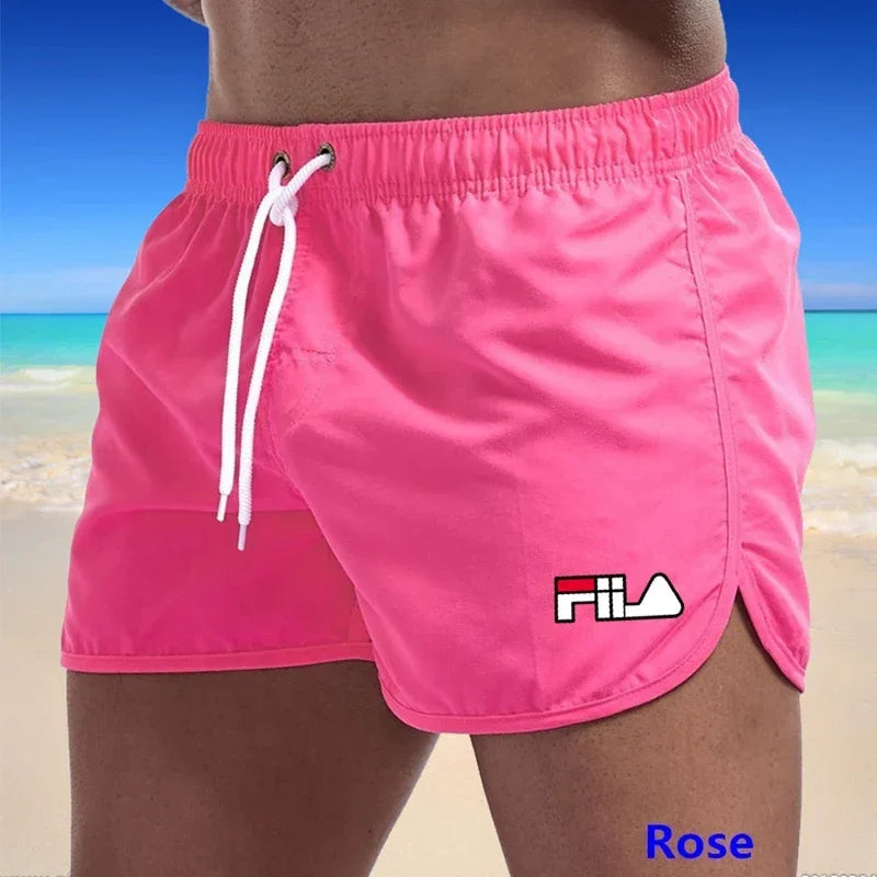2025 Men's quick drying, breathable, multi-color printed beach shorts, three-way casual sports shorts
