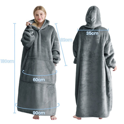 Good Nite Women Sherpa Fluffle Sweatshirt Blanket Lengthen Warm Cozy Oversized Wearable Pocket Blanket Hoodie for Adults