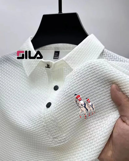 New style ice silk jacquard polo shirt short sleeve summer men's t-shirt casual business fashion stand collar t-shirt men