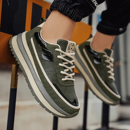 PARZIVAL Men Sneakers Casual Shoes Fashion Outdoor Sports Shoes Runner Tenis Trainer Leather Running Shoes Breathable Men Shoes