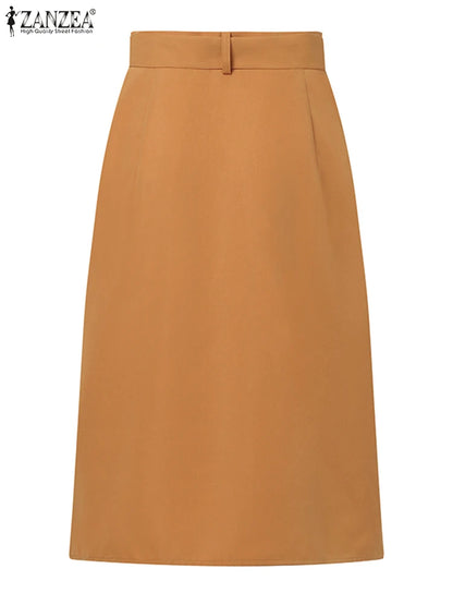 ZANZEA Cargo Skirts Elegant Women Evangelical Faldas  Mujer Office Lady High Waist Saias Summer 2024 Casual Buttons Up Jupes
