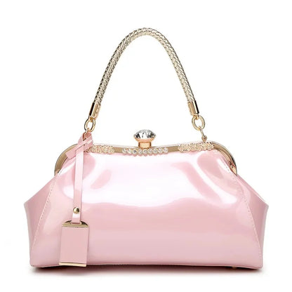 Trendy Fashionable Versatile Patent Leather Women's Handbag 2022 New Style Bright Face Clasp Diamond Lock Crossbody Wedding Bag