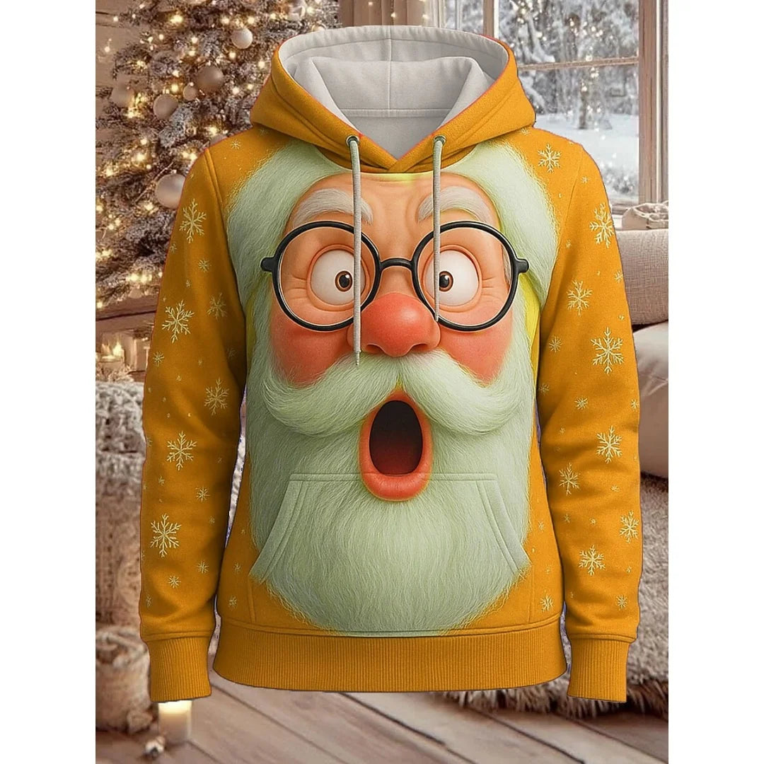 New Women's Pullover Hoodie Sweatshirt 3D Graphic Reindeer Casual Long Sleeve Hooded Regular Tops Wear Street Dailywear Clothing