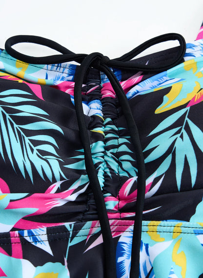 2025 Drawstring Tankini Set Two Piece Swimsuit Box Short Women Floral Printed Swimwear Female Bathing Suit Beachwear Swimming