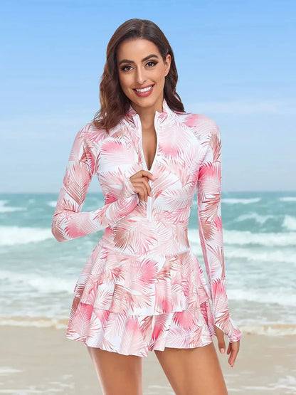 One Piece Long Sleeved Swimsuit Sun Protection Suit Zippered Surfingt Sun Protection Suit Women's Swimsuit Diving Suit