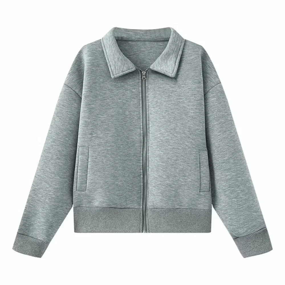 UNIZERA Women's Pilot Jacket with Collar Zipper Pocket Decoration Spring New Casual Women's Clothing