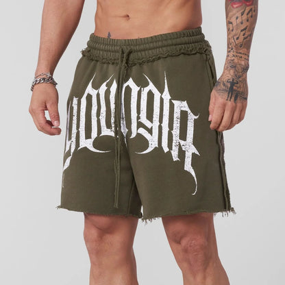 YOUNGLA new American gym training shorts, men's shorts Jogger sports fitness cotton fifth pants casual trend shorts