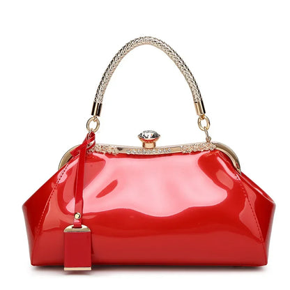 Trendy Fashionable Versatile Patent Leather Women's Handbag 2022 New Style Bright Face Clasp Diamond Lock Crossbody Wedding Bag