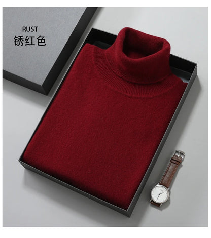 100% Cashmere Turtleneck Men Pullovers 2024 Autumn Winter Soft Light Warm Rolled Neck Jumper Jersey Pull Homme Knitted Sweater