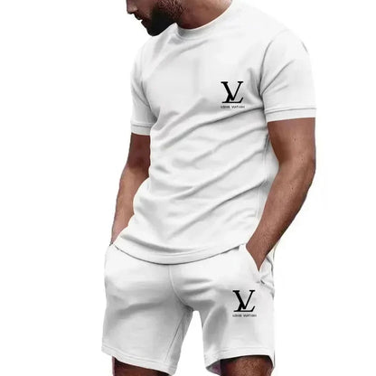 Summer Sportswear Suit Men'S Fashion Two-Piece Sports Fitness Running Casual Quick Drying Short Sleeved Shorts Set For Men