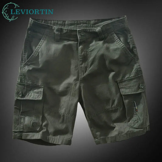 Men's Classic Cargo Stretch Short Summer Comfortable Cotton Causal Work Shorts Streetwear Five Point Pants with Multi-pockets