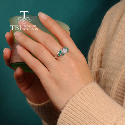 Gorgeously design green agate with Opal Natural gemstone Rings 925 silver fine jewelry for women's anniversary & banquet gifts