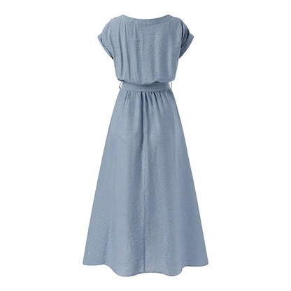 2025 ZANZEA Women Fashion Short Sleeve Dress Summer Elegant Party Vestidos Casual Mid-calf Sundress Femme Vintage OL Robe Kaftan