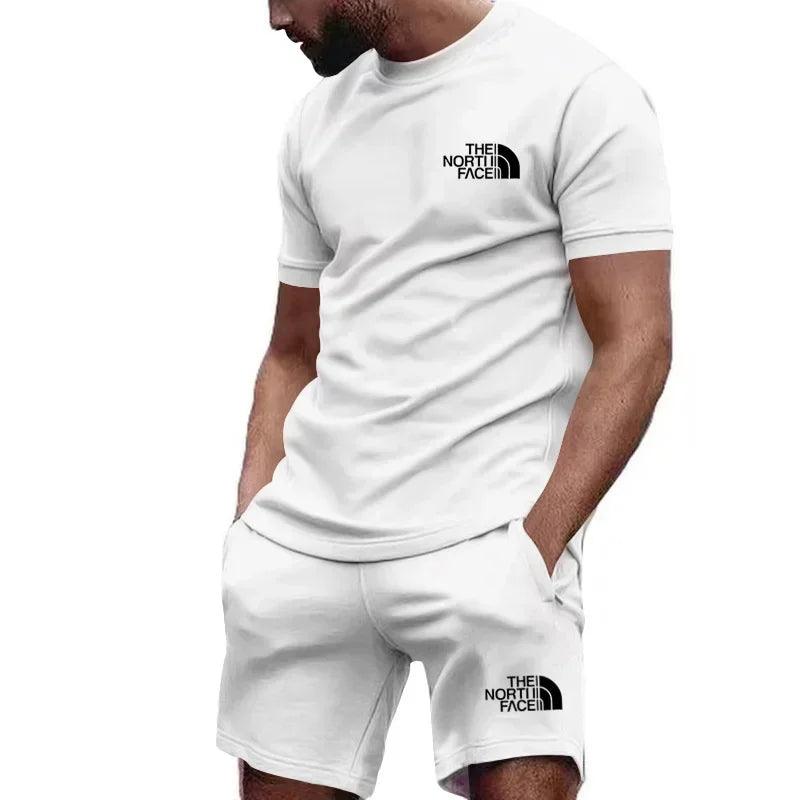 2025 Summer Sports Men's Jogging Casual T-shirt + Shorts 2-piece breathable and quick-drying set