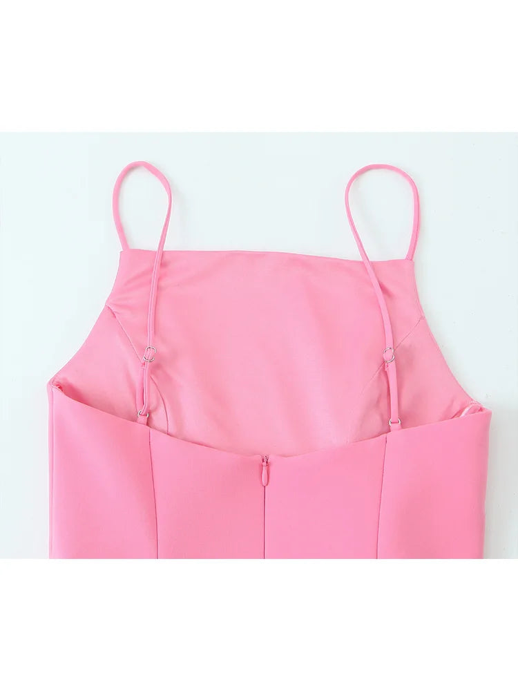 Ladies Pink Spaghetti Strap Dress