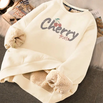 Women Sherpa Fleece Hoodies Cute Printed Casual Loose Thermal Sweatshirts