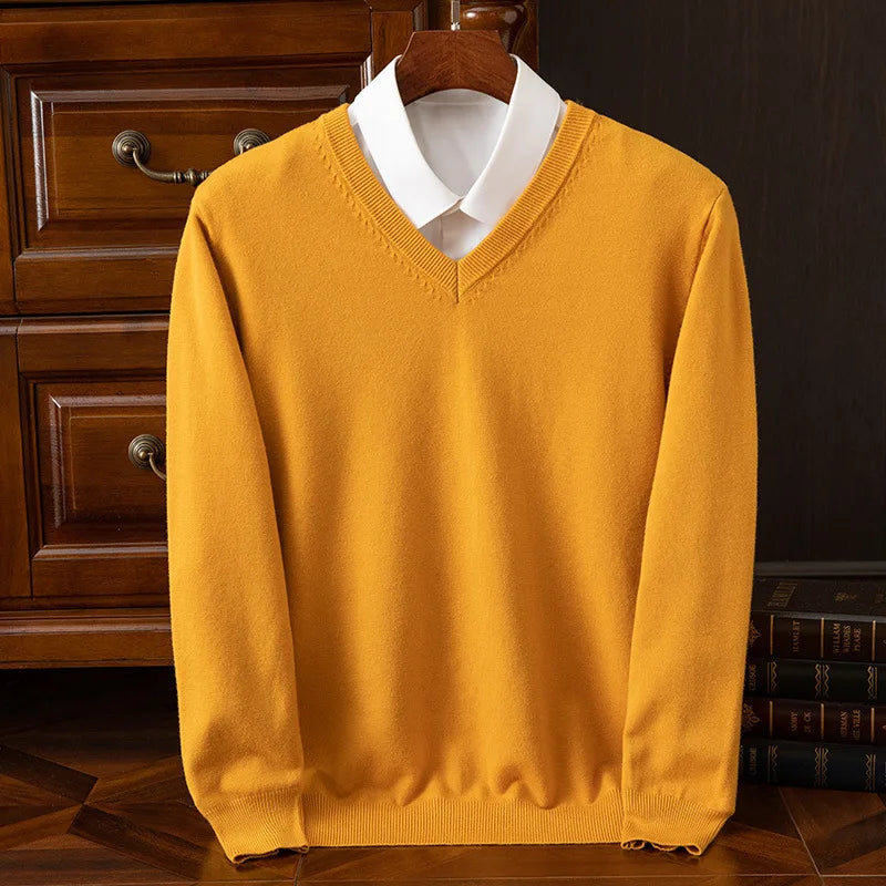 Super Cashmere Sweater Men Thick Pullover Autumn Winter Warm Classic V-neck Clothes Male Jumper Jersey Hombre Pull Homme 4XL