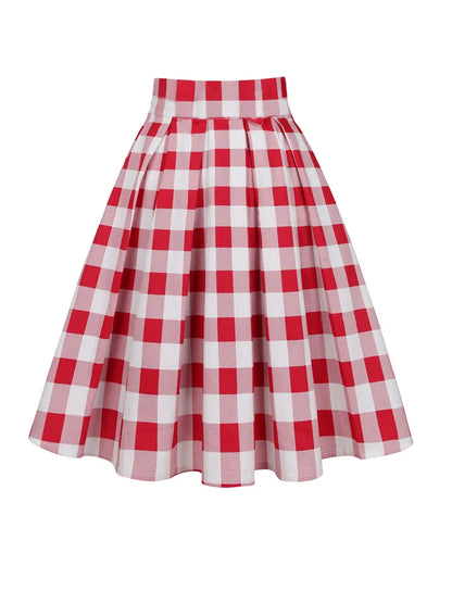 Summer French Style Women Short Vintage Pleated High Waist Floral Print Jupe Longo Elegant Ladies Office 50s Midi Tunic Skirts