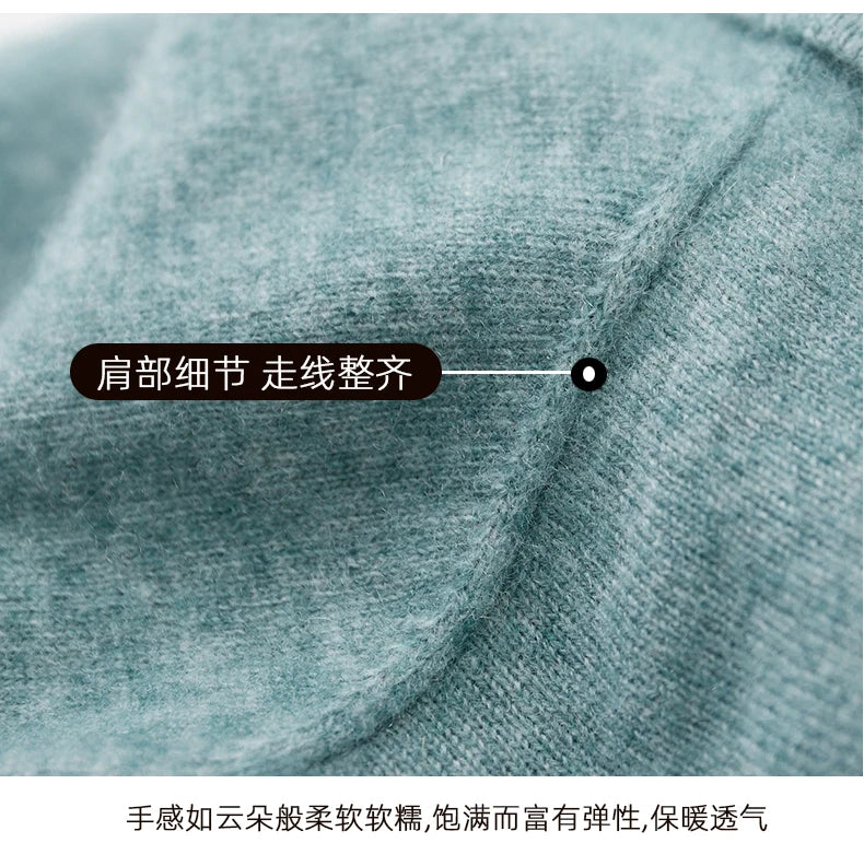 Autumn and winter new 100% pure wool sweater men's POLOL neck sweater lapel button cashmere sweater business bottoming shirt.