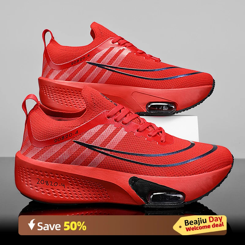 Marathon Air Cushion Men Sports Running Shoes Carbon Plate Breathable Lightweight Women's Comfortable Athletic Nonskid Sneakers