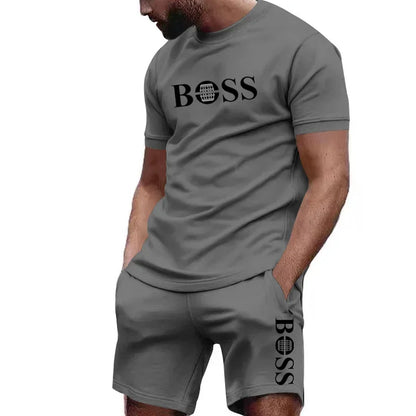Men's two-piece sportswear short sleeved T-shirt and pants running and fitness sportswear big discount summer 2025