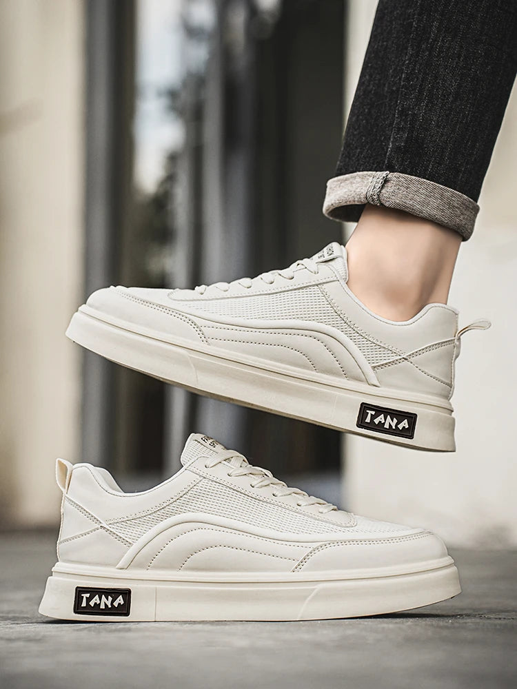 New Men Sneakers Comfortable Platform Shoes 2025 Trend Lace-up Vulcanized Shoes lightweight breathable White Casual Sneakers