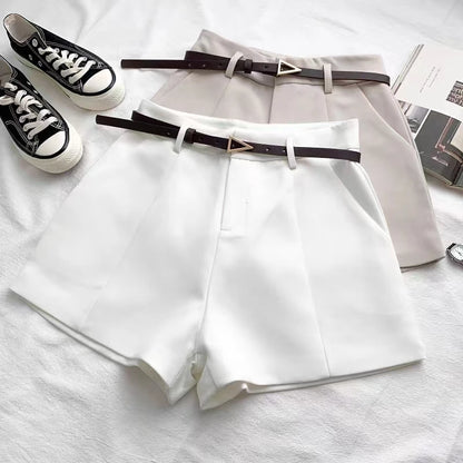 Women's Casual A-line High Waist Office Shorts With Belted