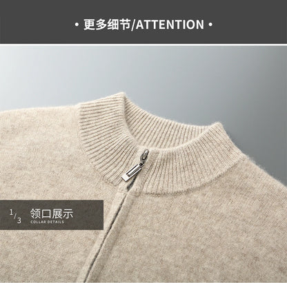 MVLYFLRT Men's Merino Wool Knitted Suit Half Height Zipper Cardigan Long Pants Tracksuit Fashionable Casual Wear 24592431