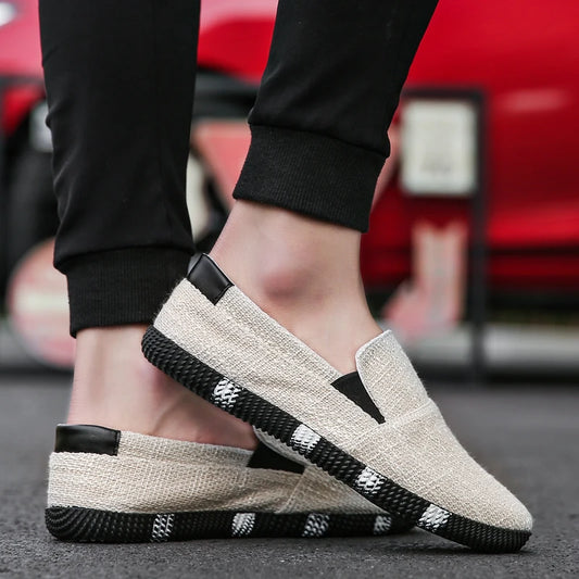 Men's Board Shoes Summer New Luxury Canvas Breathable Soft Sole Hiking Casual Fashion Trend Linen Lazy Fashion Brand Shoes