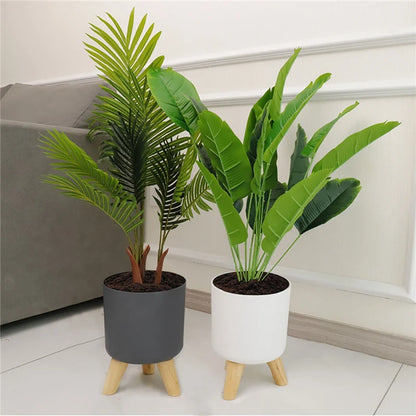 Modern Plant Pots with Wooden Legs Holder Bedroom Living Room Floor Standing Potted Flower Pot Home Garden Planters -A