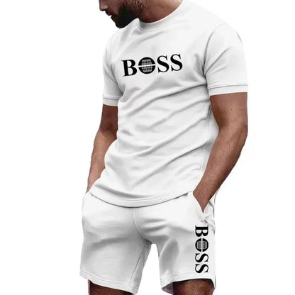 Men's two-piece sportswear short sleeved T-shirt and pants running and fitness sportswear big discount summer 2025