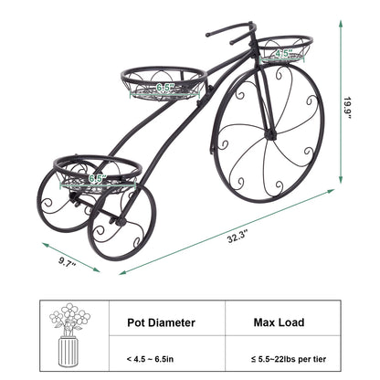 3 Tier Bicycle Plant Stand Metal Flower Pot Holder for Home Garden Patio
