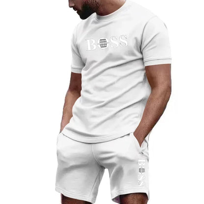 Men's two-piece sportswear short sleeved T-shirt and pants running and fitness sportswear big discount summer 2025