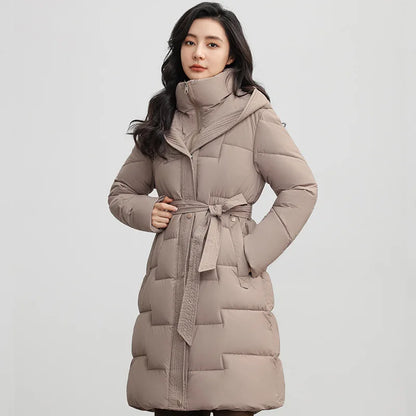 New Winter Parkas Thick Down Cotton Jacket Women Hooded Mid-Length Puffer padded coat