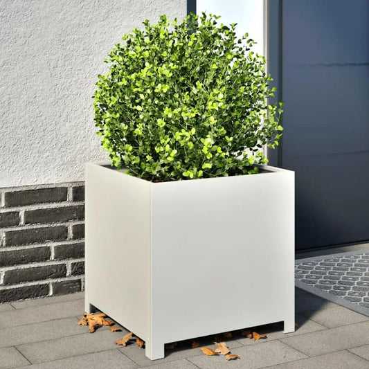 50x50x50 cm White Steel Garden Planter - Durable Outdoor Plant Pot for Flowers & Vegetables
