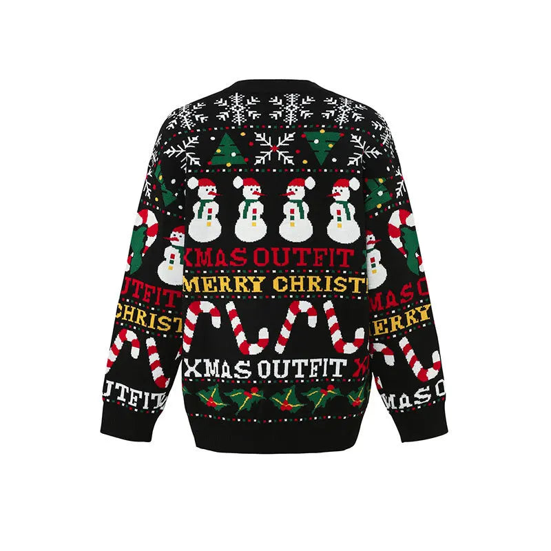 Plus Size Ugly Christmas Sweater | Cartoon Print Skin-Friendly Knitwear | Oversized Pullover for Women & Men