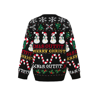 Plus Size Ugly Christmas Sweater | Cartoon Print Skin-Friendly Knitwear | Oversized Pullover for Women & Men