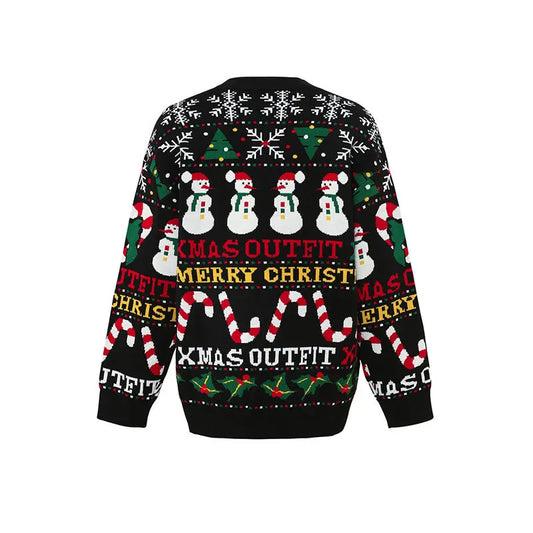 Plus Size Ugly Christmas Sweater | Cartoon Print Skin-Friendly Knitwear | Oversized Pullover for Women & Men
