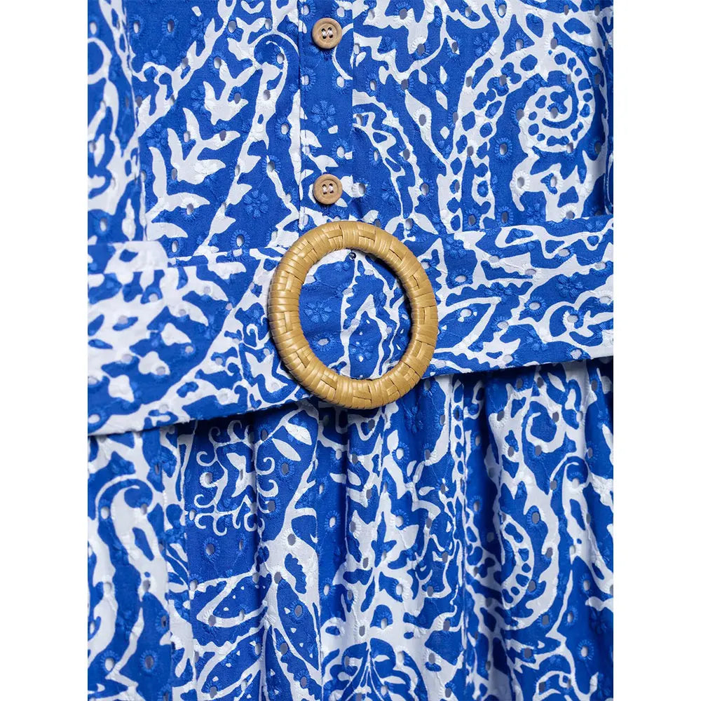 DUOPERI Women With Belt Printed Mini Dress Single Breasted V-Neck High Female Elegance Chic Lady Long Sleeves Dresses