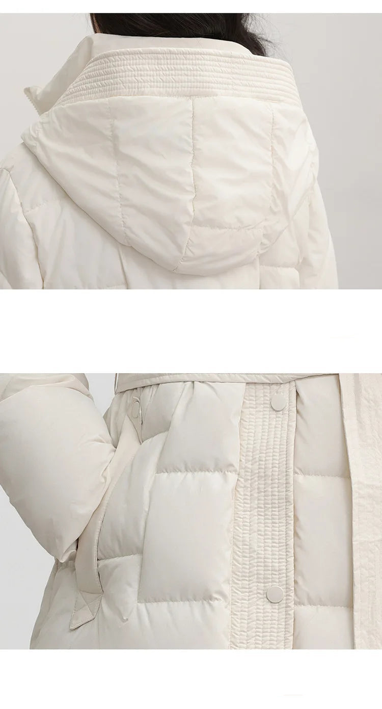New Winter Parkas Thick Down Cotton Jacket Women Hooded Mid-Length Puffer padded coat