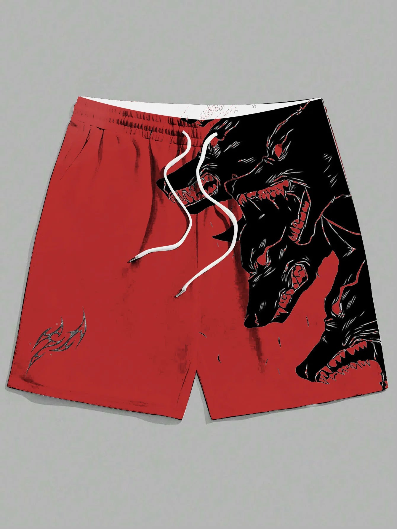 New men's summer shorts loose casual home shorts 3D printed sporty three headed wolf print Harajuku shorts Hawaii beach shorts