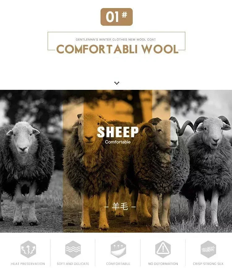 Men Fashion Autumn Winter Wool Trench Coats Fashion Middle Long Jacket Male Double Collar Zipper Coat Windbreak Woolen Overcoat